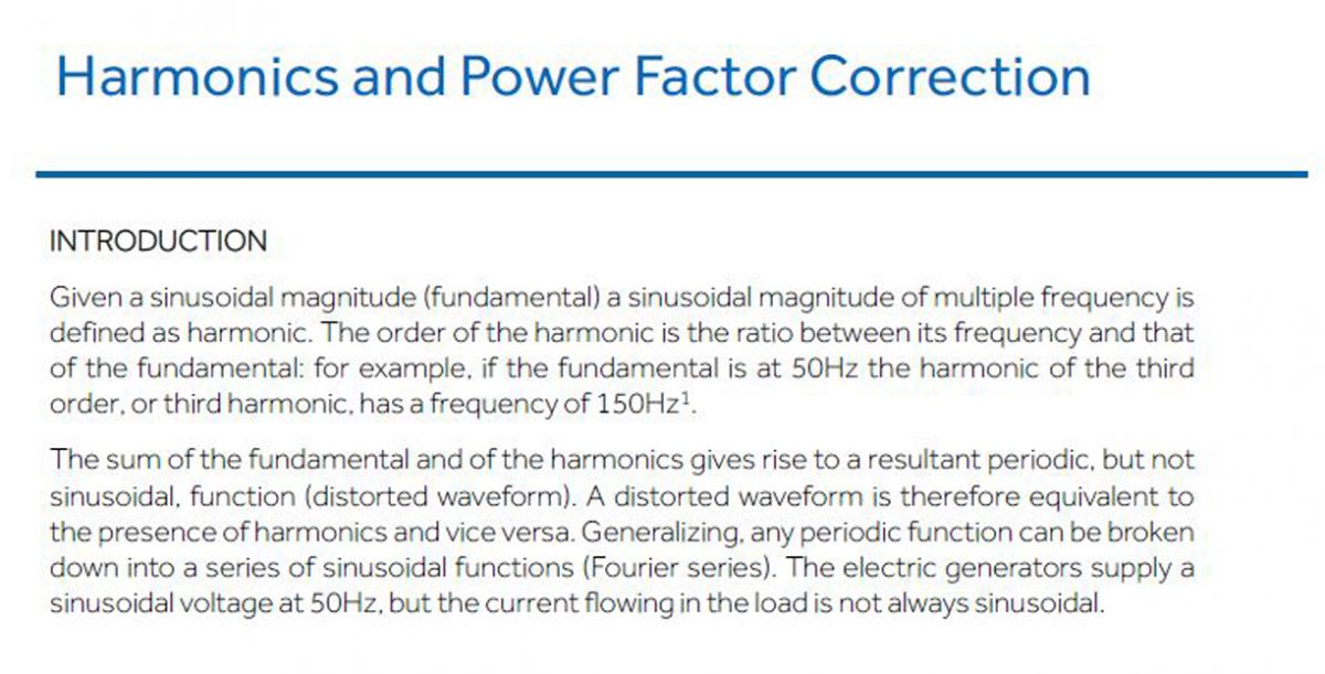 Harmonics and Power Factor Correction